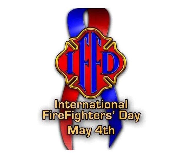 picture of a international firefighter seal with the words "international firefighter day is on May 4th"